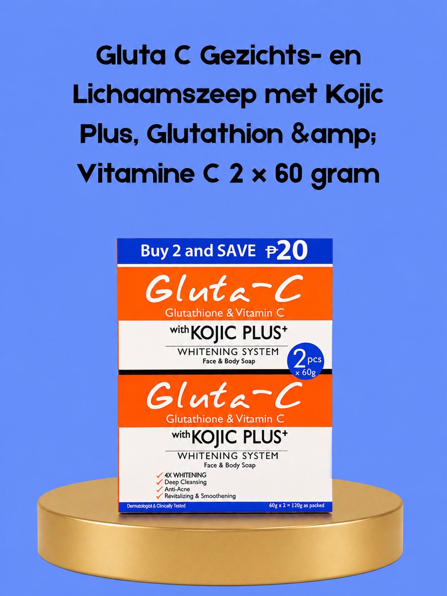 Gluta C Glutathione & Vitamine C Met Kojic Plus + gezicht en lichaam