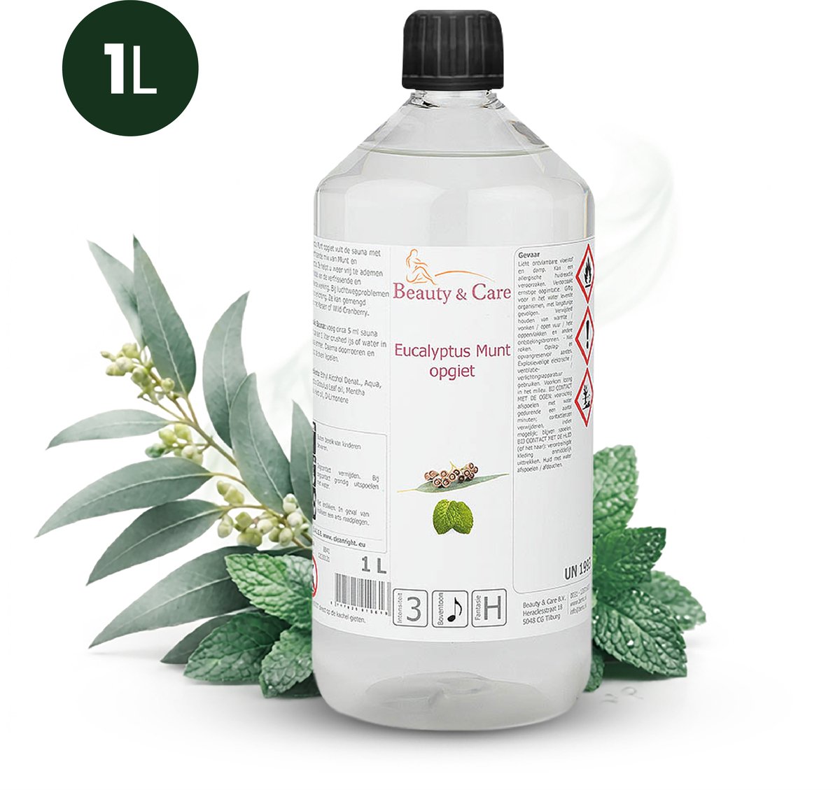 Beauty&Care® Sauna Opgietmiddel - Eucalyptus & Munt - Opgietconcentraat voor Emmer & Saunakachel - tot 100x Opgieten - Geuren met Etherische Olie - Verzorging & Assessoires - 1L