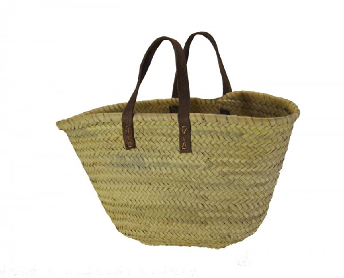 Draagtas Ibiza strandtas tas gevlochten natuurlijk palmblad 44 cm
