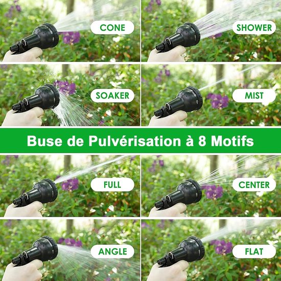 VHV - Hogedrukspuit - Tuinslang - Flexibele tuinslang - Uitrekbare tuinslang - Met hogedrukspuit - Tuingereedschap - Knikvrij - Anti-lek - Voor de tuin en auto wassen - 22.5 meter - Zwart van Vhv — afbeelding 2