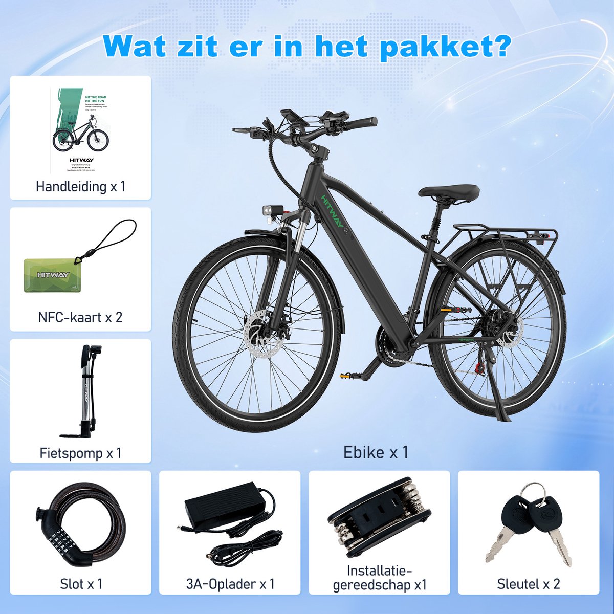Elektrische Fiets Hitway BK7S Pro - 27.5 Inch City Commuter EBike met Afneembare 36V 12.8Ah Lithium Batterij - Mountain E-Bike met 250W Motor - 21 Versnellingen - IP54 Waterdicht thumbnail 3