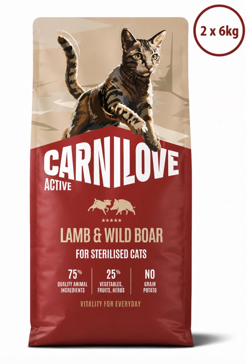 CARNILOVE Lamb & Wild boar for Sterilised Adult 2 x 6KG