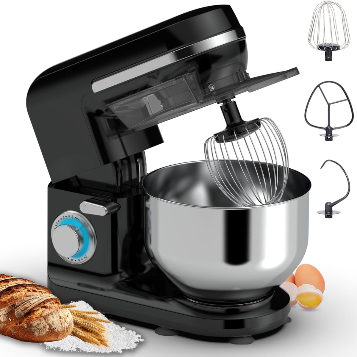 YOR® Mixer met mengkom - Mixer - Mixer met mengkom keukenmachine - Zwart - 37cm x 24cm x 32cm; 4.4 kg
