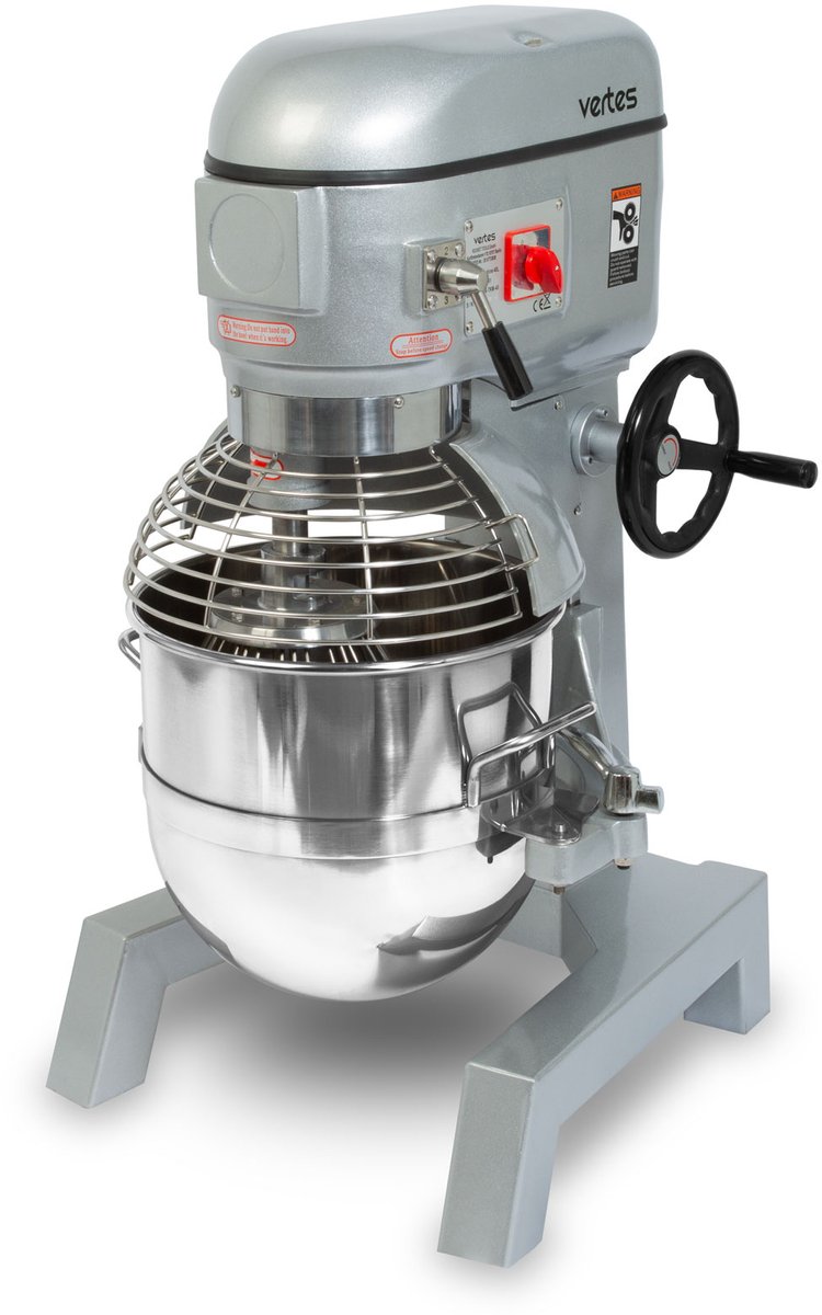 VERTES Professionele deegkneder, deegmachine met planetaire mengarm, inhoud 40 l, roestvrijstalen mengkom, mengblad, deeghaken en garde, 3 snelheden: 80, 160 en 310 tpm