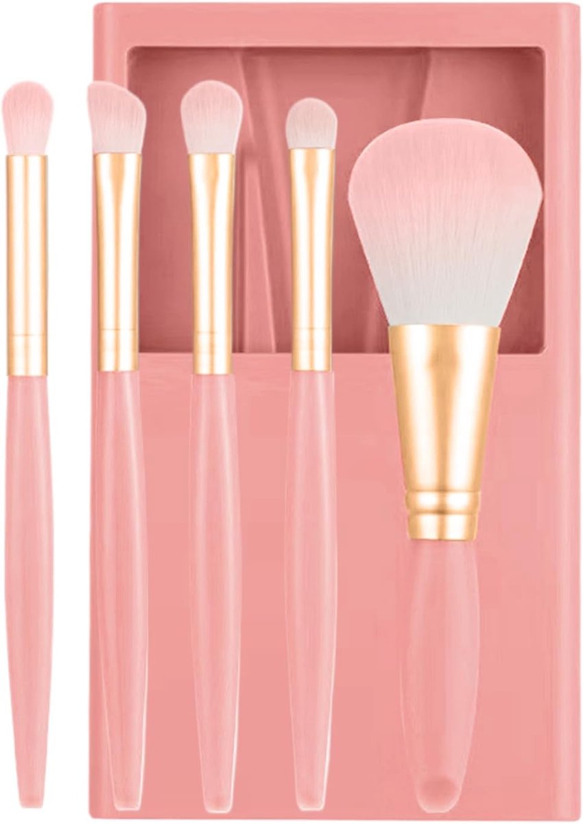 KZQ Make-upkwastenset met etui en spiegel Gemakkelijk schoon te maken Cosmetische borstelset voor oogschaduw en applicatie