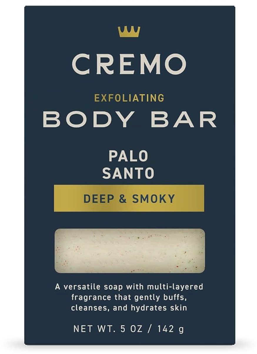 Cremo Exfoliërende Bodyzeep voor Mannen, Palo Santo Geur, Meerlagige Geur die de Huid Scrubt, Reinigt en Hydrateert. 142g