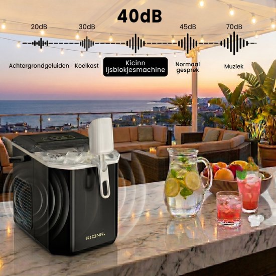 Kicinn IJsblokjesmachine - IJsblokjes Machine - IJsblokjesmaker - IJsschep - 12kg/24uur - Zelfreinigingsfunctie - Zwart van Kicinn — afbeelding 5