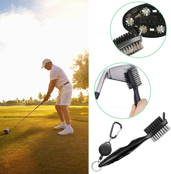 Golf Borstel en Sharpener voor Golfclubs, Dubbelzijdige Nylon en RVS, Inclusief Aluminium Carabiner, Ideaal voor Golfaccessoires en Cadeaus — afbeelding 4