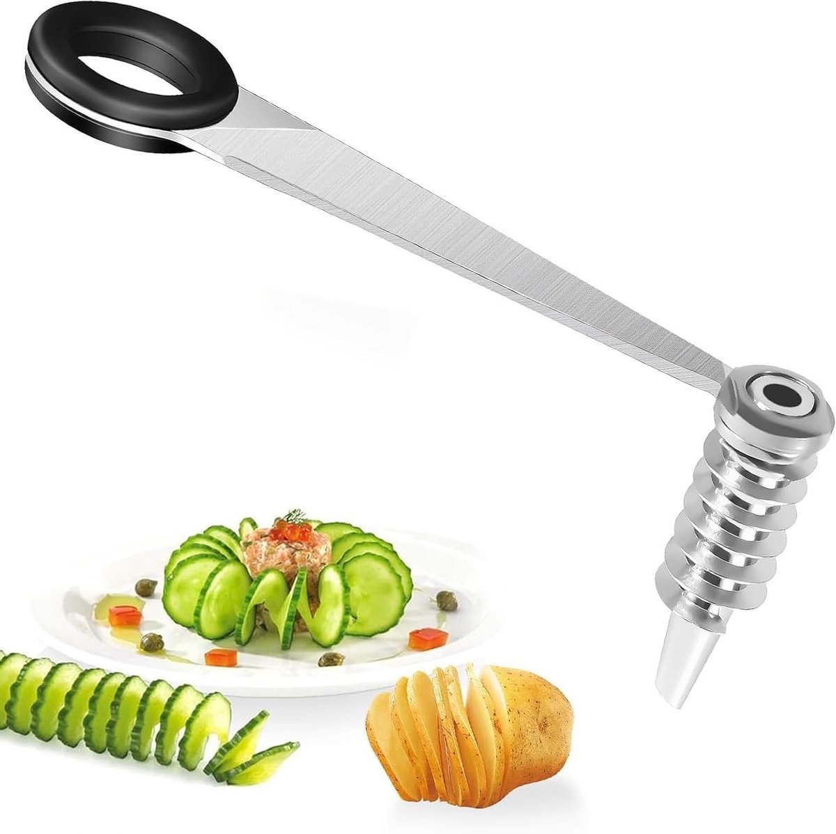 Spiraalsnijder voor Groenten en Fruit, Draagbare Spiralizer voor Aardappelen, Komkommers en Wortels, Ideaal voor Gezonde Maaltijden en Salades