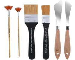 6-delige schildermes set met achtergrondblender, platte penseel en waaierpenseel, roestvrijstalen paletmes voor landschapsschilderijen met acryl en…