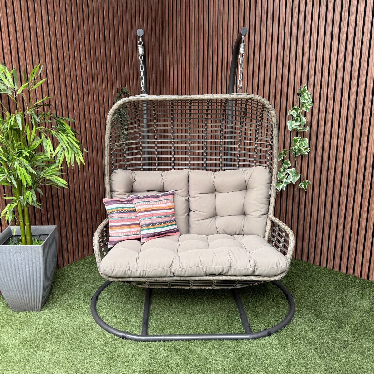 Luxe Hangstoel Twin Double 2-Persoons Hangei met standaard Antraciet - 32320B