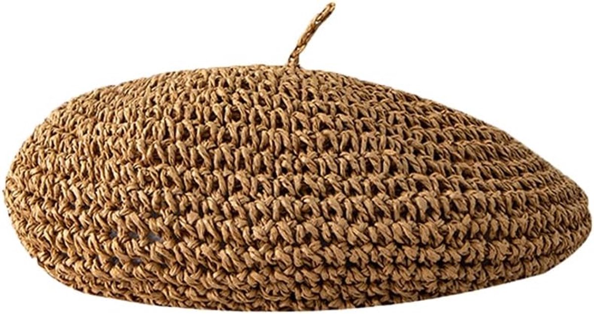 JeiibrZui Dames Gebreide Baskenmuts - 54-58 Cm - 1 Stuks - Kunstenaar Crochet Hoed - Khaki