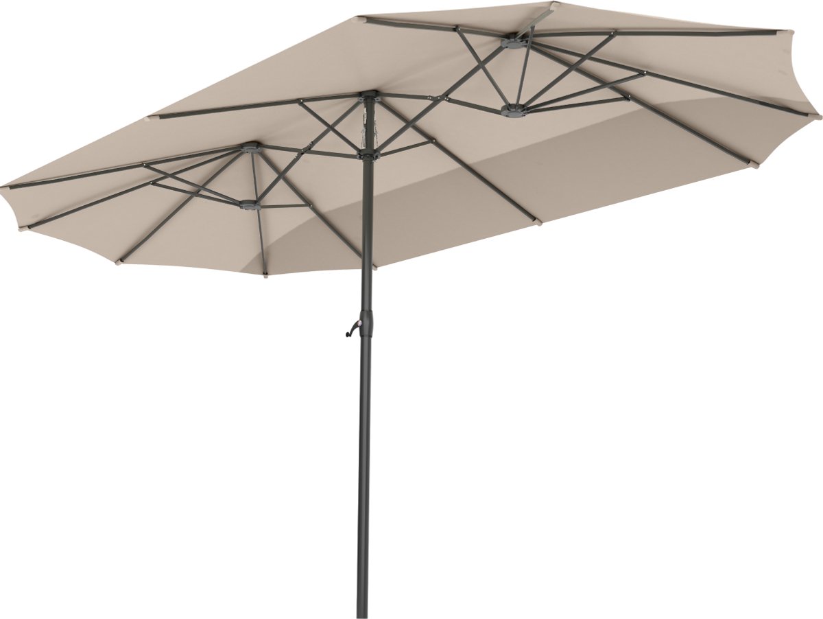 Bol.com LifeGoods Dubbele Parasol - Tuin - 270x460cm - tot 15 Personen - Waterdicht - UPF50+ - Taupe aanbieding