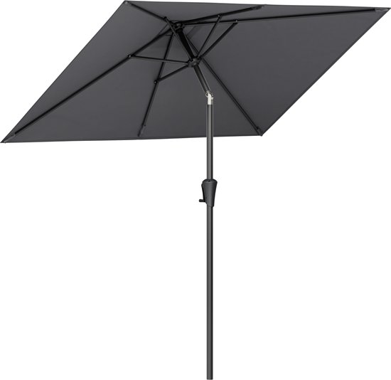 LifeGoods Parasol - Tuin - 205x136cm - 30° Kantelbaar - Waterdicht - UPF50+ - Donkergrijs