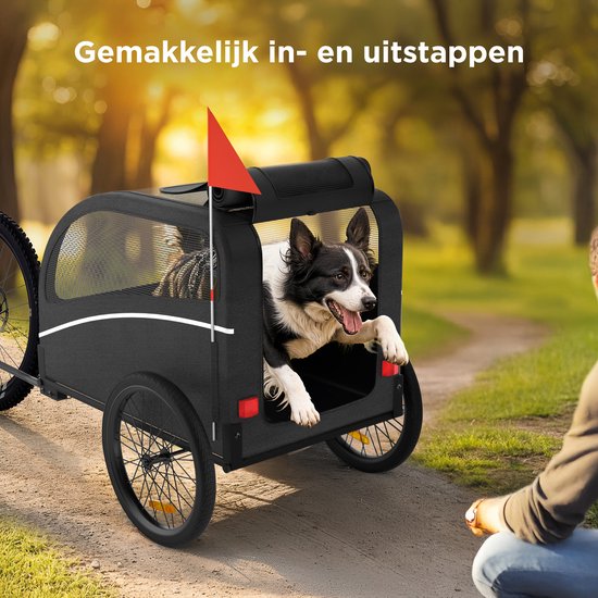 TrevoPet® Hondenfietskar - Opvouwbare Fietskar Hond - Hondenkar - Geschikt voor E-Bikes - Tot 40 kg - Voor Middelgrote & Grote Honden - Zwart
