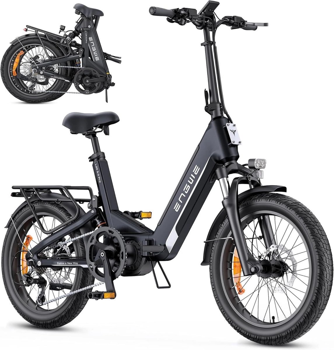 ENGWE L20 3.0 Pro Elektrische Vouwfiets - E-bike - 20 Inch - 250W Middenmotor - 7 Versnellingen - 160 km Actieradius - Hydraulische Schijfremmen - Zwart