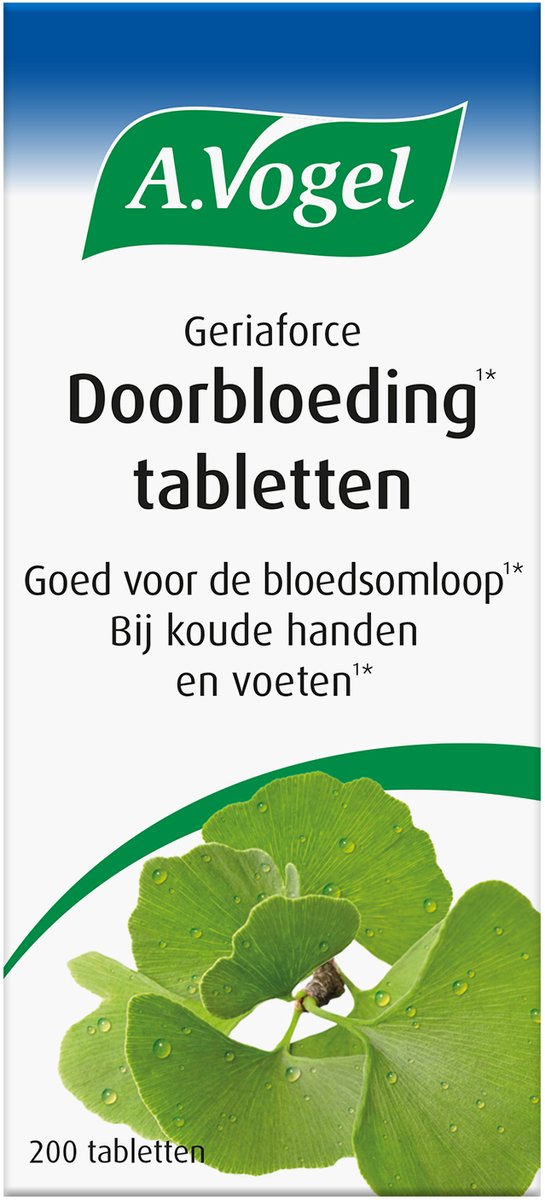 A.Vogel Geriaforce Doorbloeding tabletten - Ondersteunt geheugen en concentratie en helpt bij koude handen en voeten - 200 st