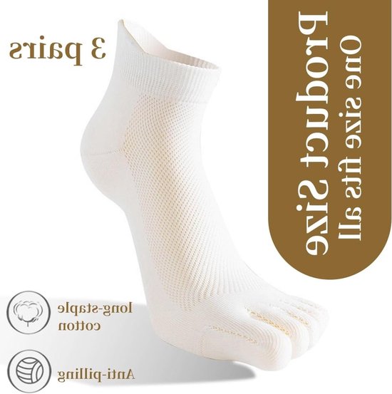 Yogasokken voor dames en heren, 3 paar antislip vijf teensokken van ademend katoen voor yoga en fitness — afbeelding 3