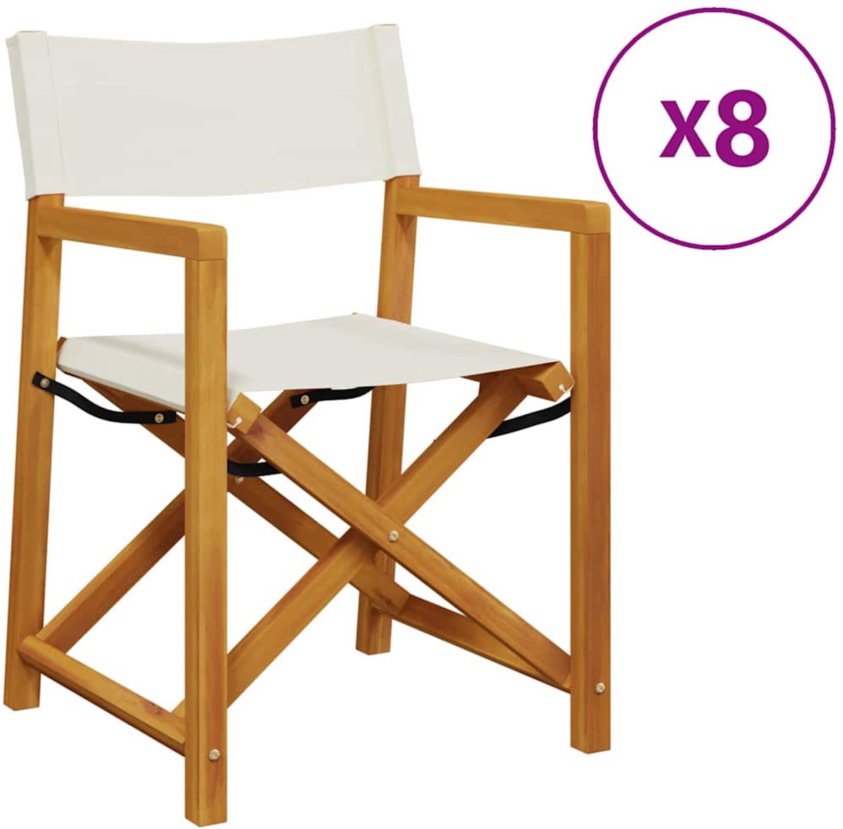 vidaXL - Tuinstoelen - 8 - st - inklapbaar - stof - crèmewit