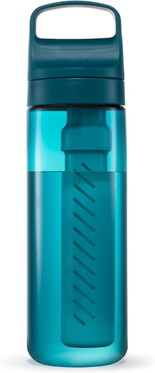 BPA-vrije waterfilterfles voor op reis en dagelijks gebruik, verwijdert bacteriën, parasieten en microplastics, verbetert de smaak, 650 ml Laguna Teal
