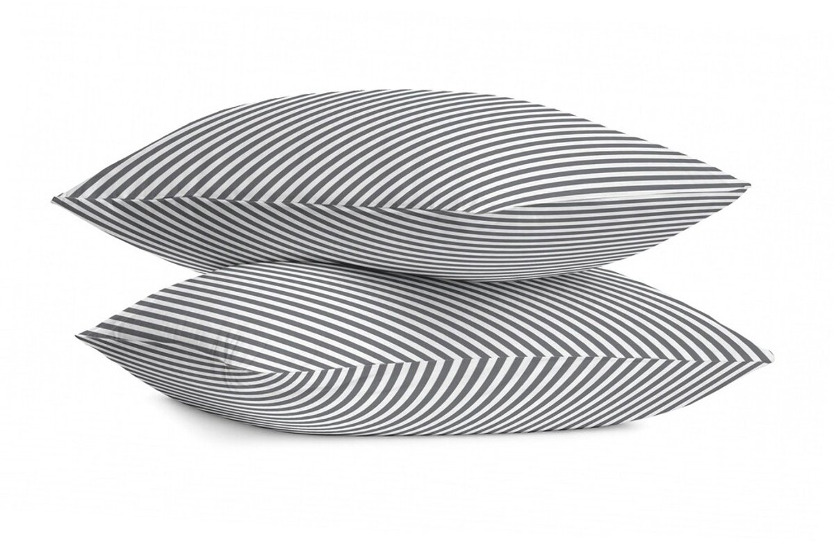 Byrklund Kussensloop Lined Up - 2x 60x70 - Zand / Antraciet - 100% Polyester