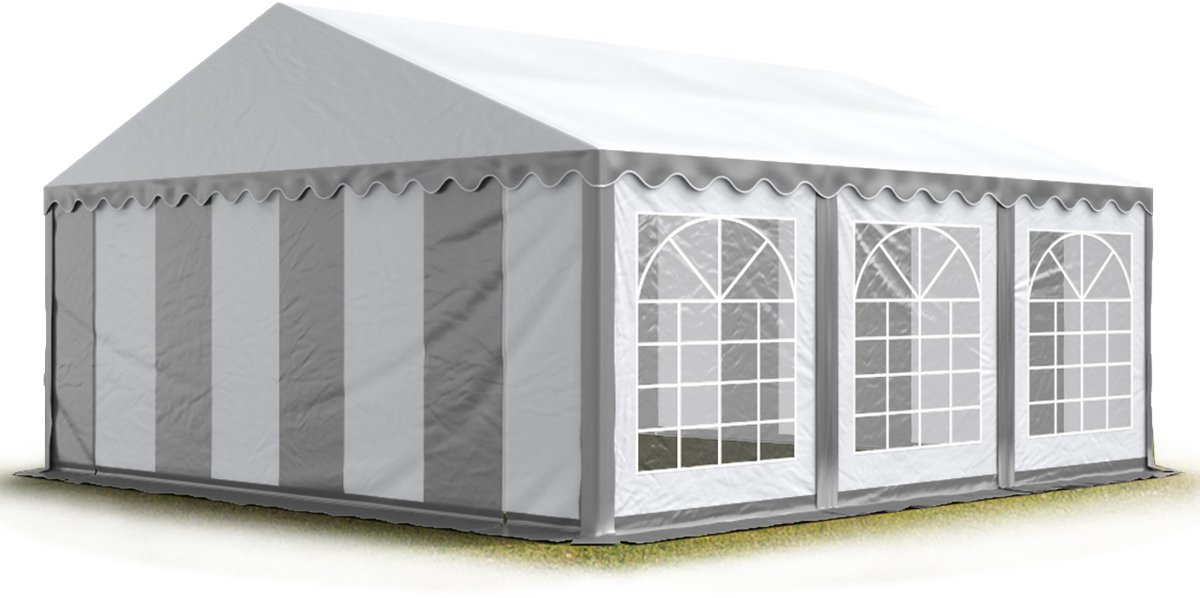 Partytent feesttent 4x6 m tuinpaviljoen -tent PVC 700 N in grijs-wit waterdicht