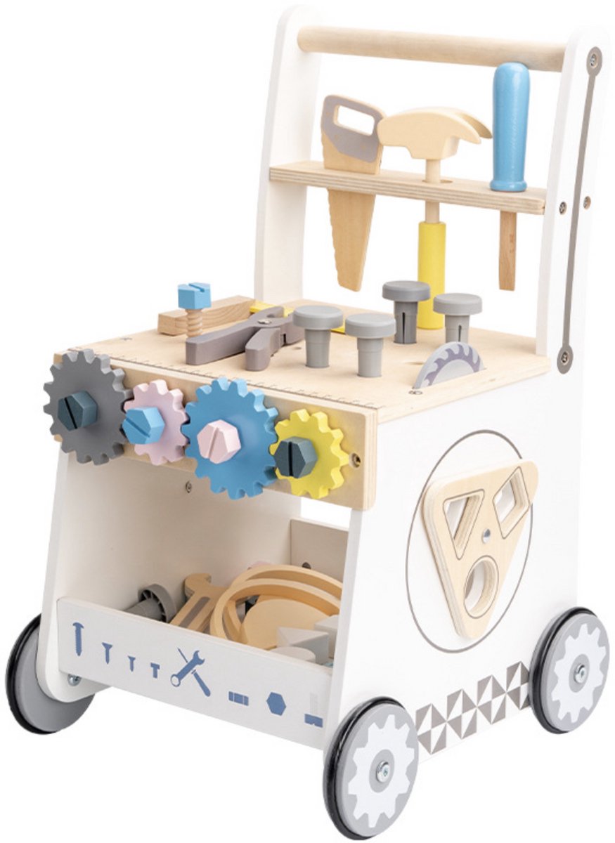 MIRO® Loopwagen Baby Kinderen - Baby Walker - Looptrainer - Educatief - Houten Speelgoed - Leren Lopen - Speelgoed 0 Tot 2 Jaar - Anti Slip Wieltjes - Gereedschap & Kleine Klusser Kar