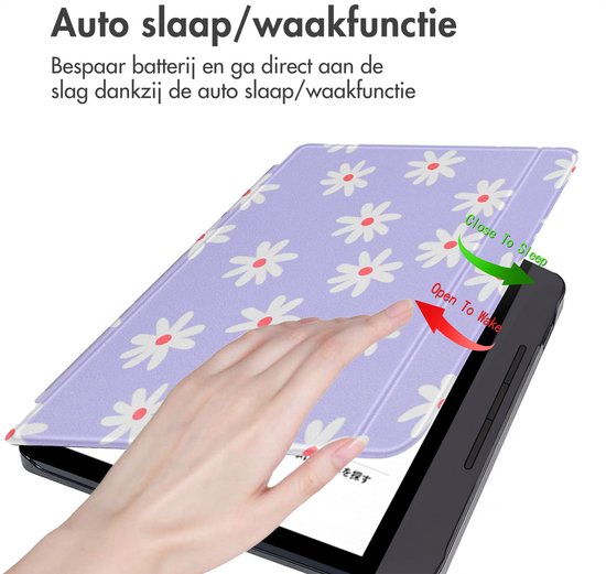 iMoshion Ereader Cover / Hoesje Geschikt voor Kobo Libra H2O - iMoshion Design Slim Hard Case Sleepcover Bookcase met stand - / Flowers Distance van iMoshion — afbeelding 2