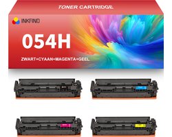 INKFIND 054H tonercartridge multipack van 4 stuks (Zwart+Cyaan+Magenta+Geel) compatibel met Canon 054 Canon 054H (Zwart+Cyaan+Magenta+Geel) toner…