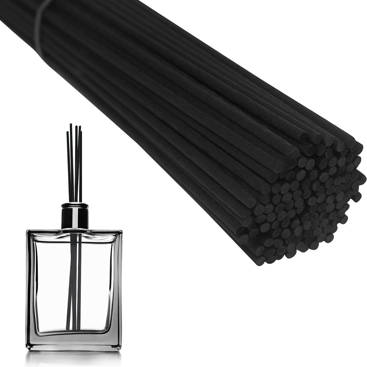 Natuurlijke Rietstokken voor Geuroliën - 150 Stuks Diffuser Sticks van Vezels voor Aromatherapie (24cm x 3mm, Zwart)