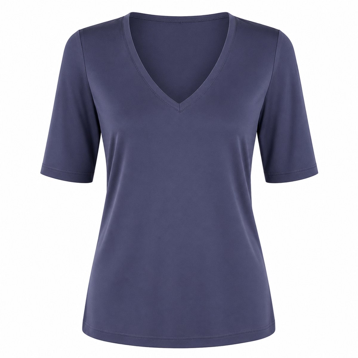 Stella Fiora Top - Blauwgrijs - V-Hals - Korte Mouw - Damestop - Maat S