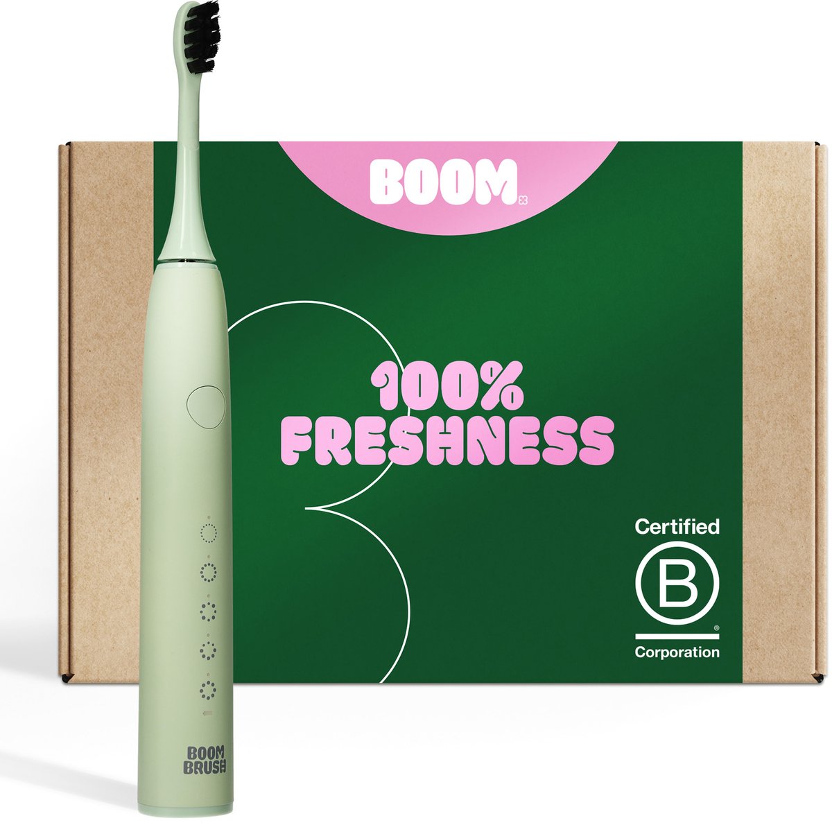 BOOM Elektrische Tandenborstel - 180 dagen Batterij - The Boost - Groen - Sonische Tandenborstel - Duurzaam