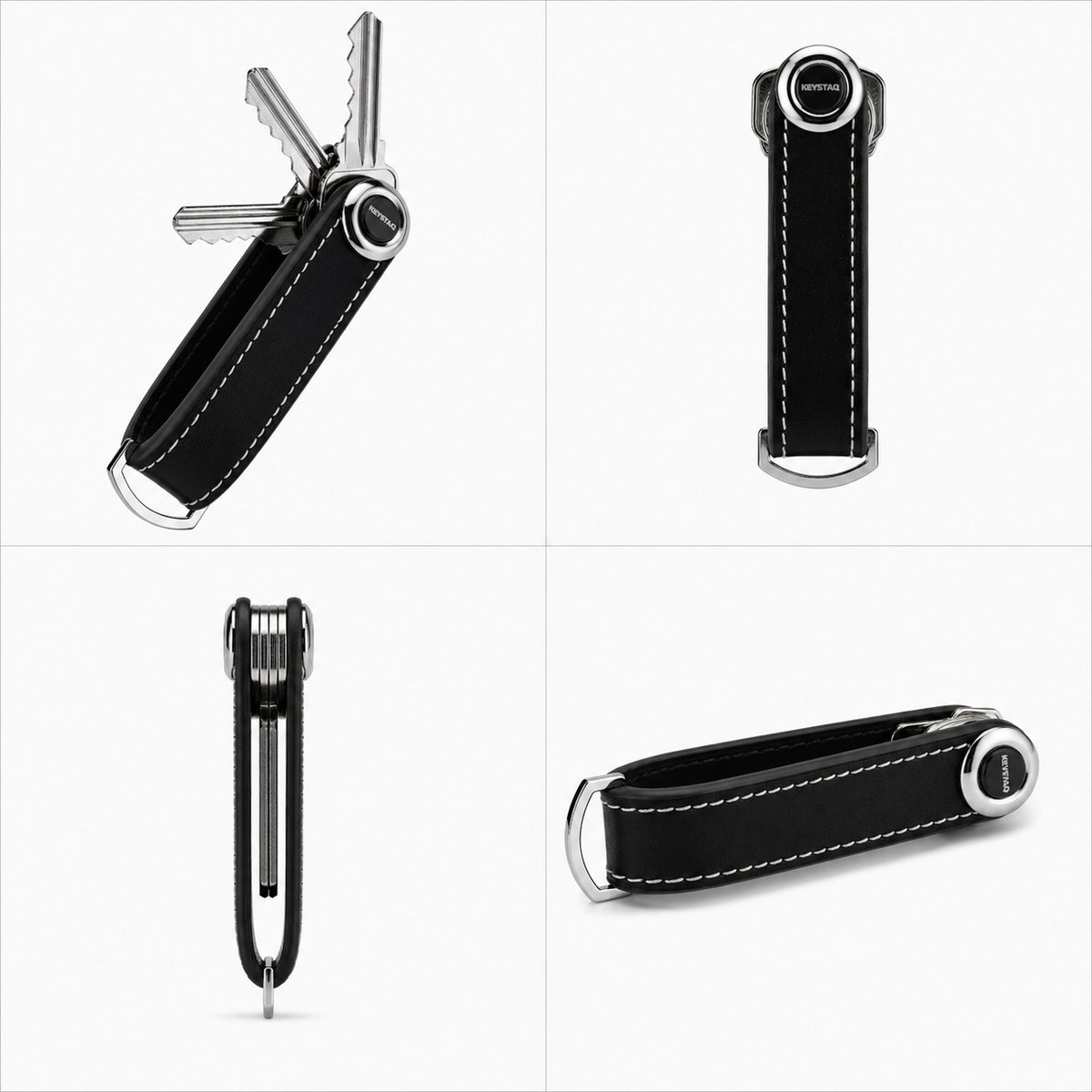 Keystaq Sleutelhanger / Sleutel Organizer – Compacte Sleutelhouder – Tot 8 Sleutels – Leer – Zwart Klassiek