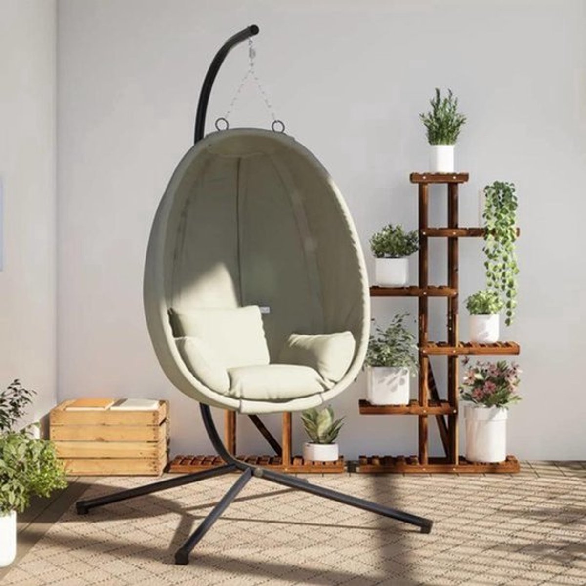 Hangstoel – Eivormige Hangstoel – Buitenstoel – Tuinstoel – Balkonstoel – Weerbestendig St