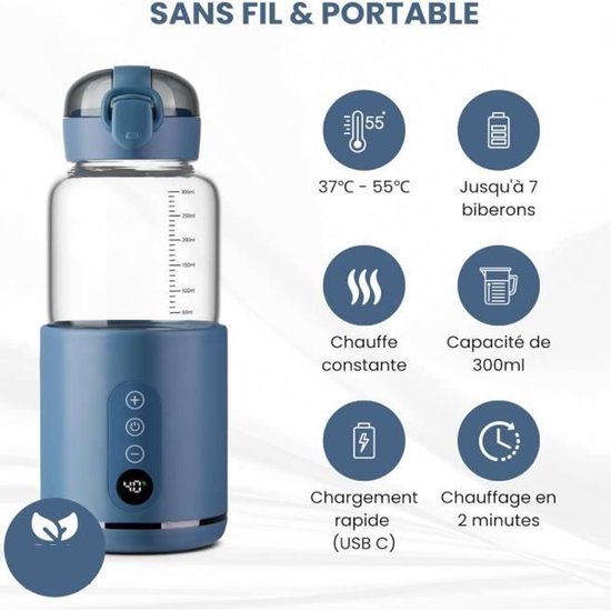 Draagbare waterverwarmer, 300 ml capaciteit, snoerloos ontwerp, gemakkelijk mee te nemen. — afbeelding 4