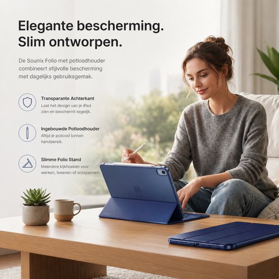 Sounix Tablet Hoes Geschikt voor Apple iPad 11 (2025) A16/iPad 10.9 Inch 10e generatie (2022) - Hoesje - Blauw