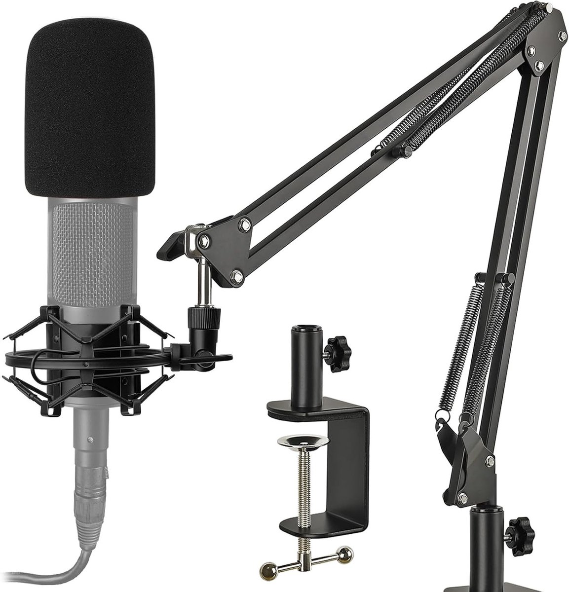Microfoonstatief met Popfilter en Vibration Damper voor AT2020, AT2035 en ATR2500X Microfoons - Perfect voor Opnames en Livestreams