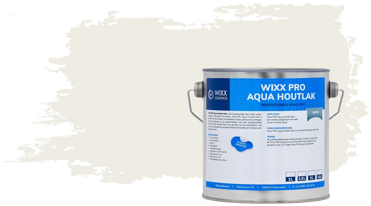 Wixx PRO Aqua Houtlak Satin - 5L - RAL 9010 | Zuiver Wit