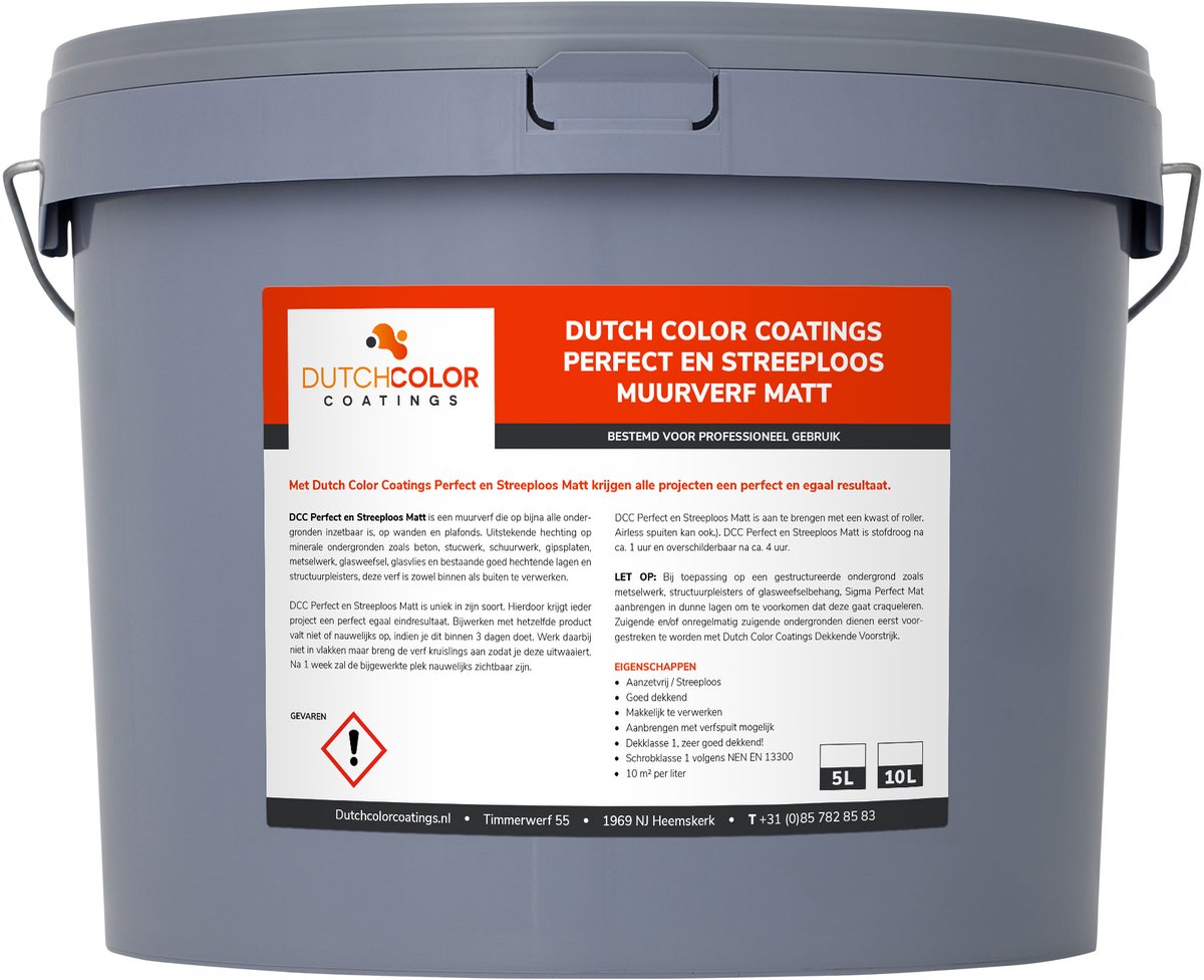 DCC Perfect en Streeploos Muurverf Matt - 5L - RAL 9002 Grijswit