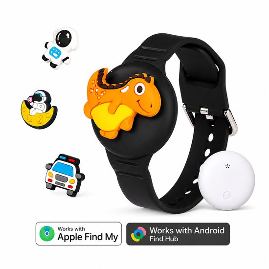 Kinder horloge - GPS armband – Werkt met Android Find My Hub – Waterdicht – Inclusief Tracker - Met Geluidssignaal