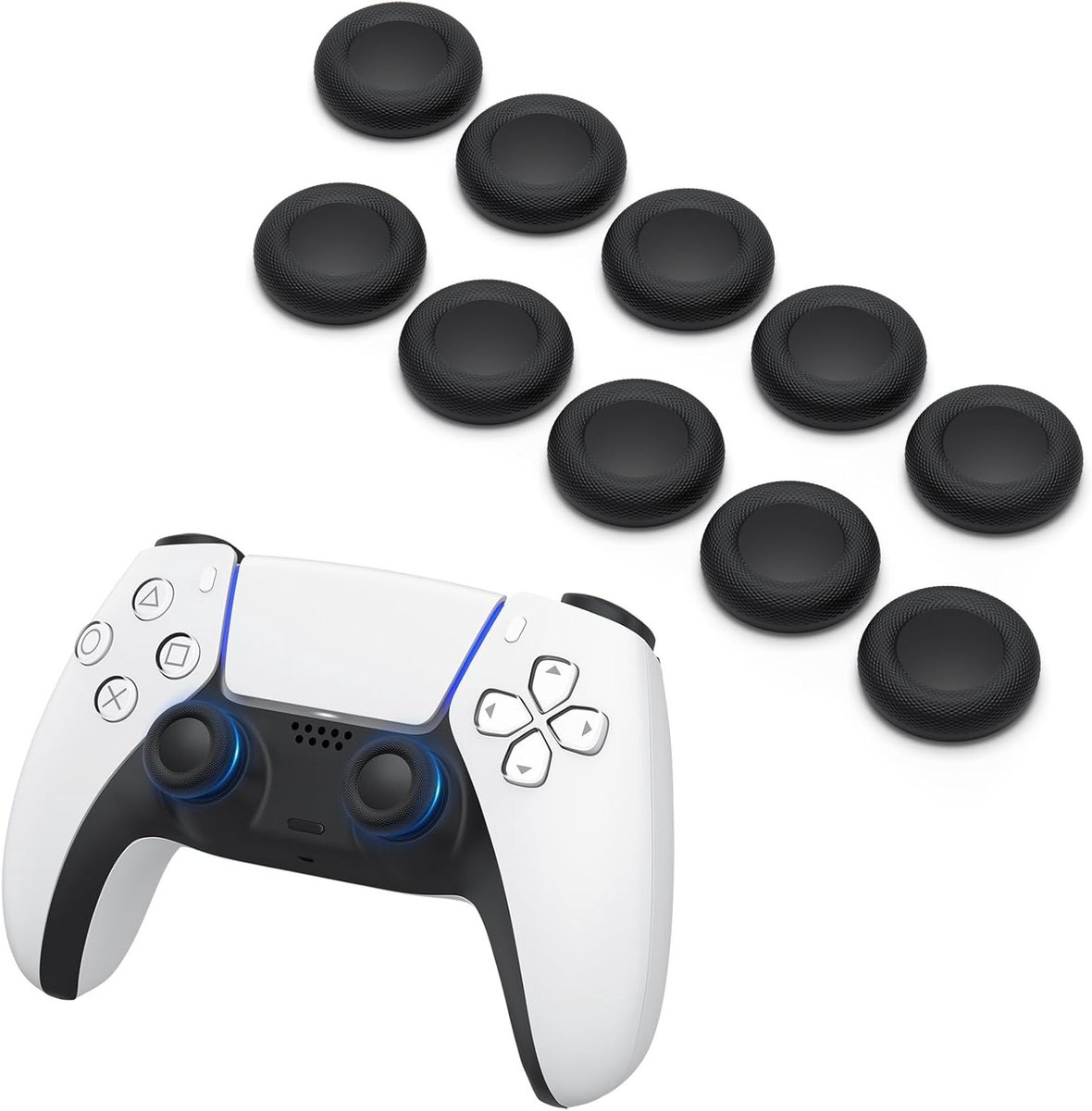 Set van 10 Antislip Joystick Caps voor PS5 en PS4 Controllers, Duurzaam en Verbeterde Grip met Lasertextuur