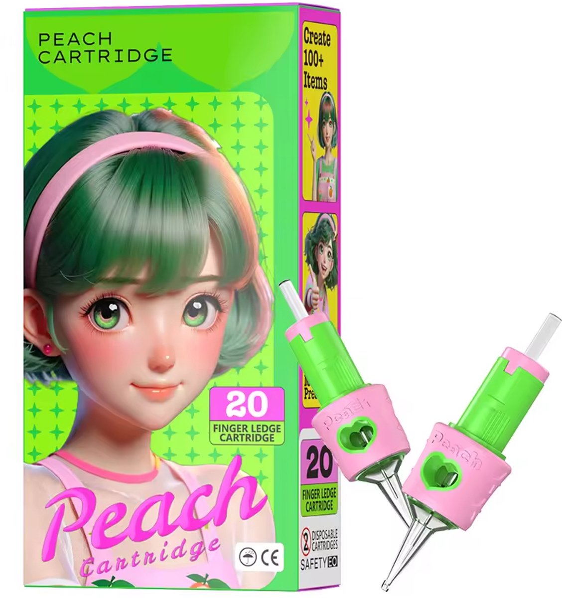 0807RS - Tattoo Peach - Tattoo cardrige naalden - 20x Tattoo Cartridges - Tattoo Naalden Set - Voor alle gangbare tatoeage machines - cardrige needles
