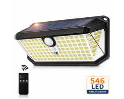 AXIMO Solar Buitenlamp met Bewegingssensor - 546 LED’s - met Afstandsbediening - Tuinverlichting op Zonne-energie - Wandlamp Buiten met 3 Standen - IP65