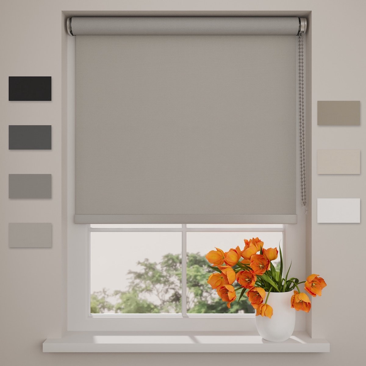DTCH® Rolgordijn Verduisterend - Easy Royal - Licht Grijs - 95 x 190 cm - Rolgordijn zonder boren - Maten van 40 t/m 240 cm breed