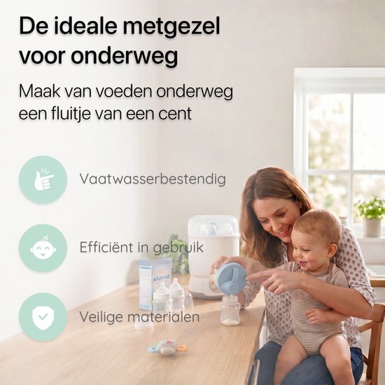BimbelBoo® Melkpoeder Toren - Tot 160g poeder - 4 Compartimenten - Blauw - Dispenser - Doseerdoosjes - Poedertoren - Bewaardoos — afbeelding 3