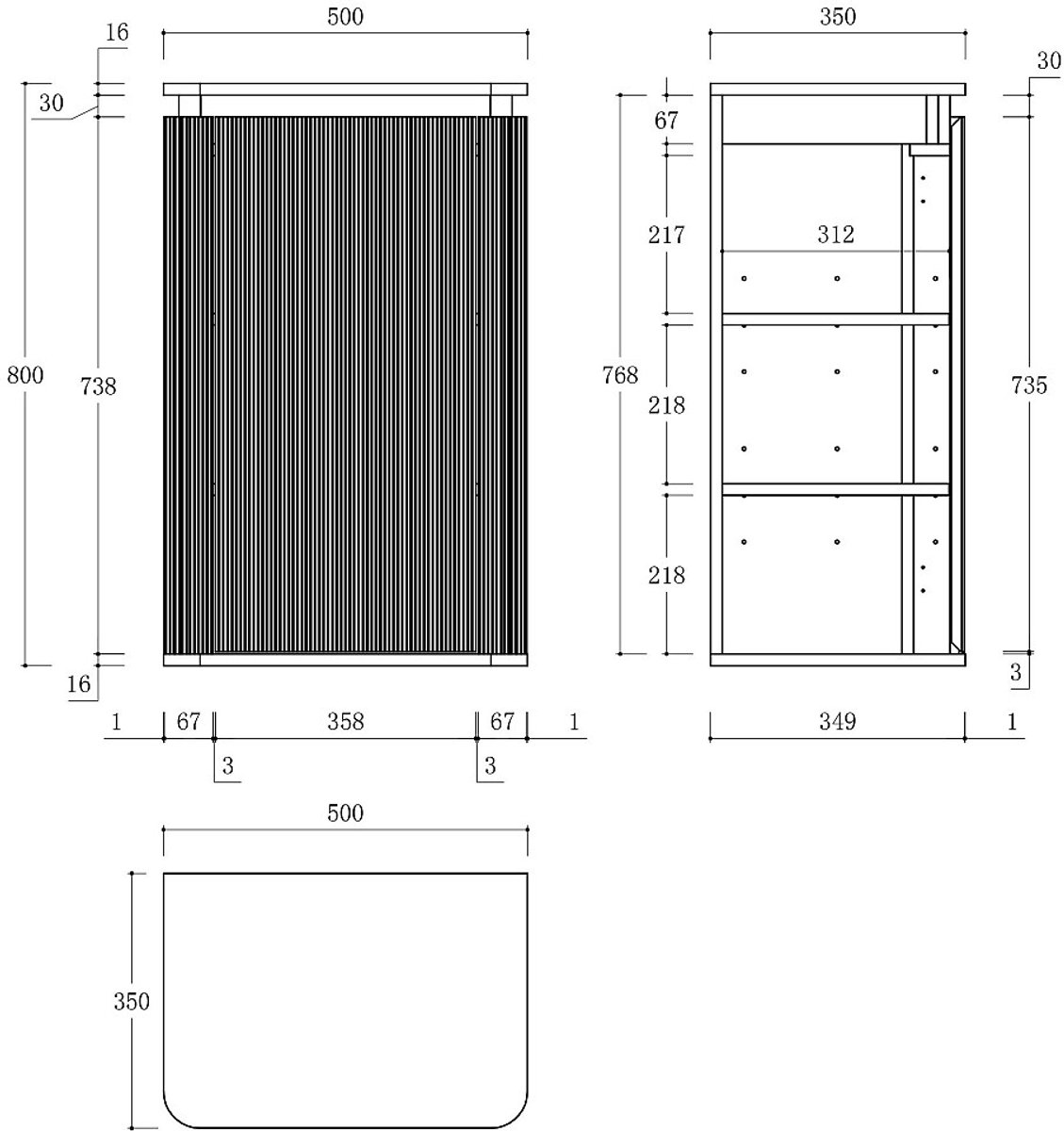 Vente-unique Wandgemonteerd badkamermeubel met groeven, gemaakt van essenhout, met ingebouwde wasbak en kolom – Licht naturel – 120 cm – LILIKO