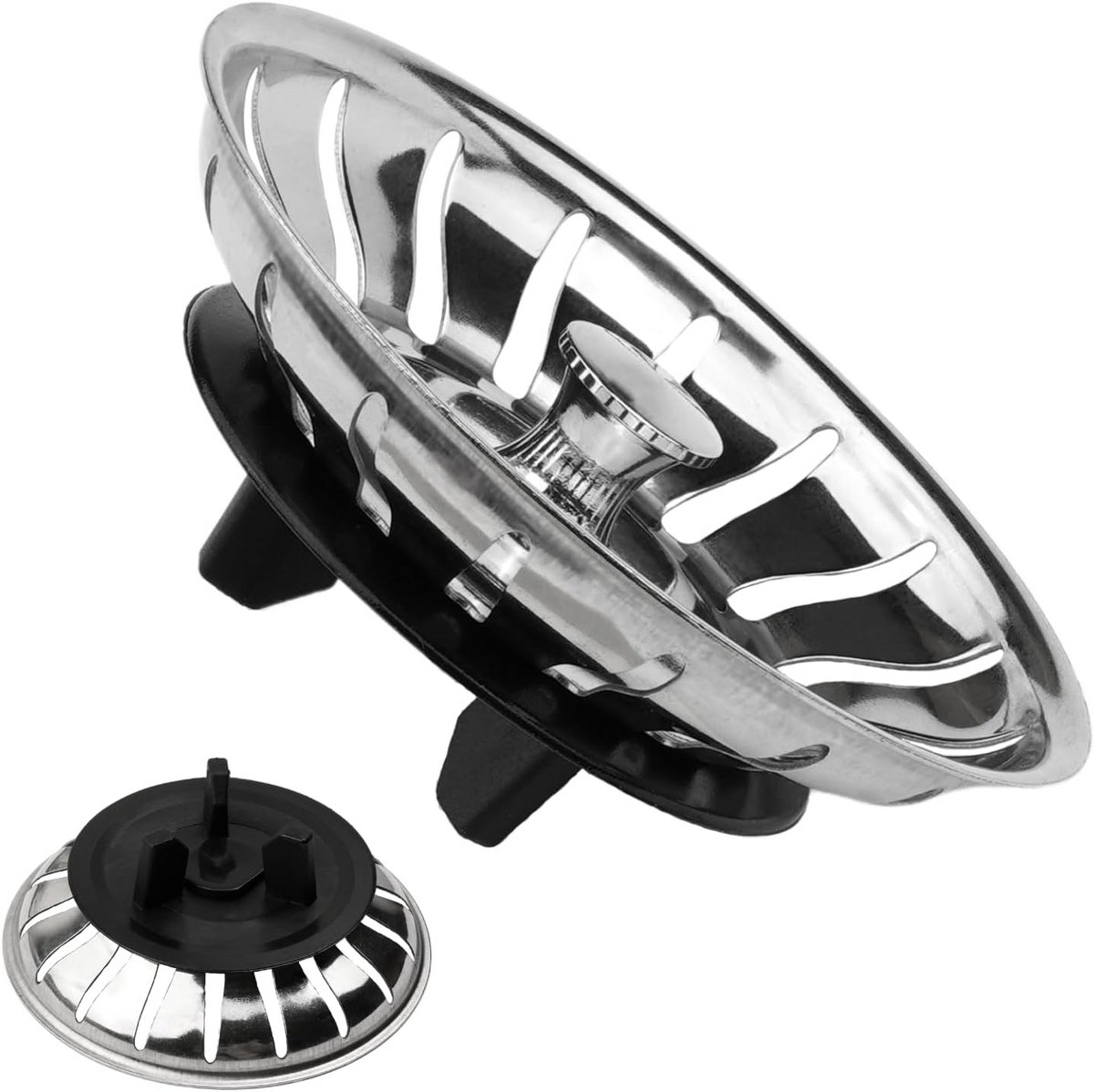 Stop Zeef - Afvoerplug - Spoelbak Reparatie - 2-in-1 Compatibel - Ø 80 mm - Zilver