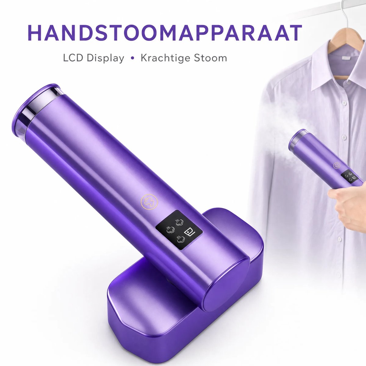 LCD Handstoomborsteller / Strijkijzer / Kledingstomer – 230V netstroom met EU-stekker – Voor kreukvrij strijken van kleding, gordijnen, banken & beddengoed – Snel & draagbaar