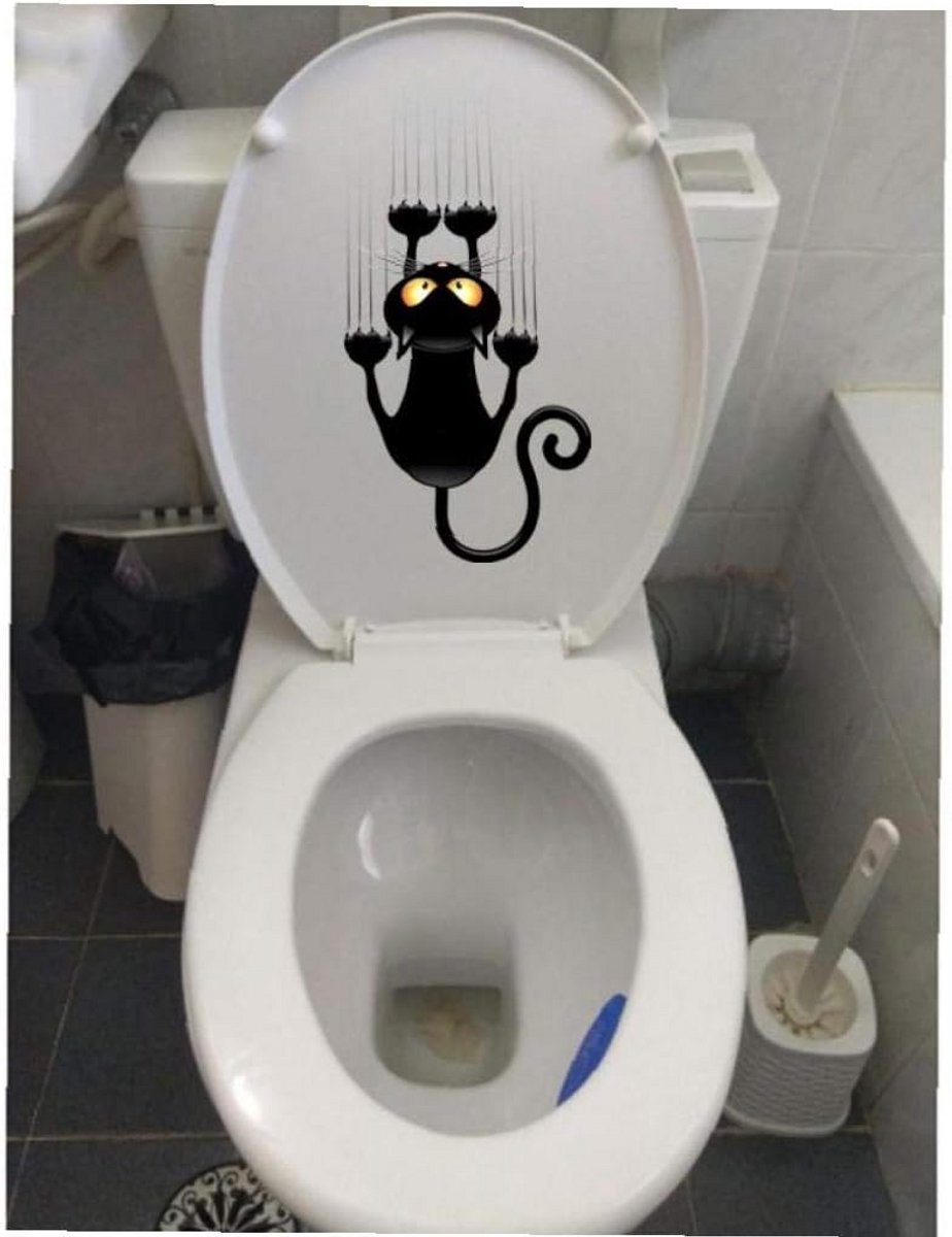 Katten Toilet Sticker - Grappige Muursticker - Badkamer Decoratie - Eenvoudig Plakken - 12