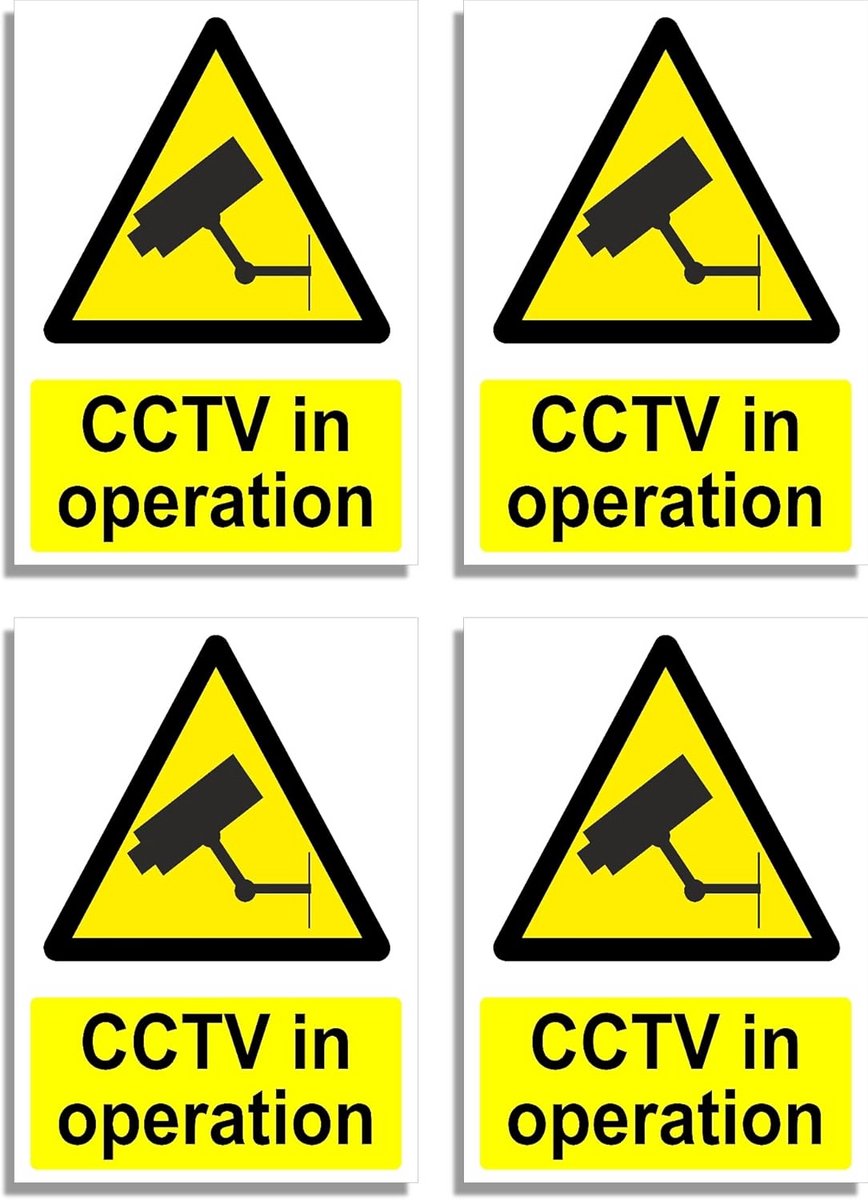 Bewakingssticker Set - Camerabewaking Borden - Veiligheid Vergroten - Zelfklevend Vinyl - 20x15 cm - Zwart Wit